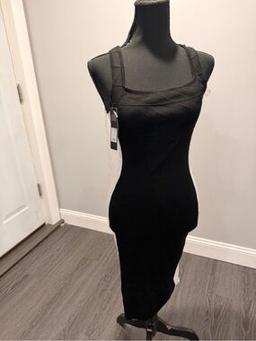 Fashion Nova Black & White Midi Bodycon Dress